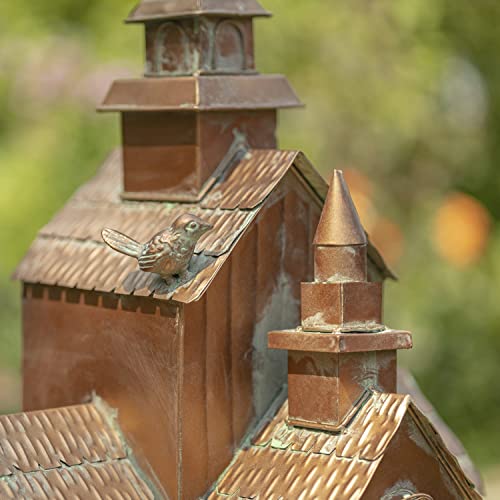 Zaer Ltd. Large Copper Colored Multi-Birdhouse Stakes, Room for 5 Bird Families in Each (XL Country Town Home Montana) - style: XL Country Town Home Montana