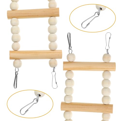28 Steps 61.8 x 3.14 Inch Bird Ladder Bridge | Wooden Pet Hamster Climbing & Swing Toys for Birds Rats Parrots Hamster Squirrel Sugar Gliders Parakeets Cockatiels