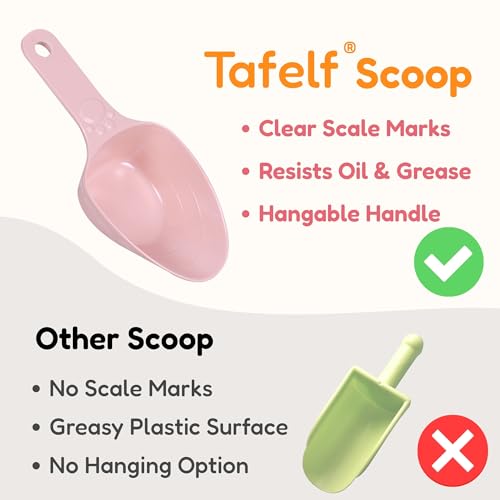 Dog Food Scoop 1 Cup, One Cup Measuring Cup, Food Grade Melamine Pet Food Measuring Scoop with 1/2 & 1/4 Cup Markings, Long Handle Food Scoop For Dog, Cat, Brid, Rabbit, Dishwasher Safe (Pink*2) - color: Pink