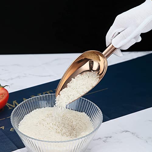 Berglander Stainless Steel Rose Gold Ice Scoop 6 OZ, Titanium Copper Plating Metal Ice Scooper For Ice Maker Multipurpose For Candy Wedding Kitchen Bar Party Pet Animal Dog Food Scoop Beach Shovel - color: 4. Rose Gold