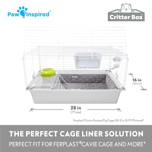 Paw Inspired Critter Box Cage Liner, Raised Sides, C&C 2x1 Size | Washable Fleece Bedding for Guinea Pigs Rabbits, Hamsters, Small Animals, Edge Protected Pee Pads - size: C&C 2x1 (14" Grids)