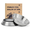 4-Pack 304 Stainless Steel Cat Food Bowls, Non-Slip Basic Dishes | Shallow Whisker-Friendly Silicone Water Metal Bowls, Easy to Clean Indoor Flat Plates for Cat, Kitten, Small Dog (5.9") - color: 4 PCS