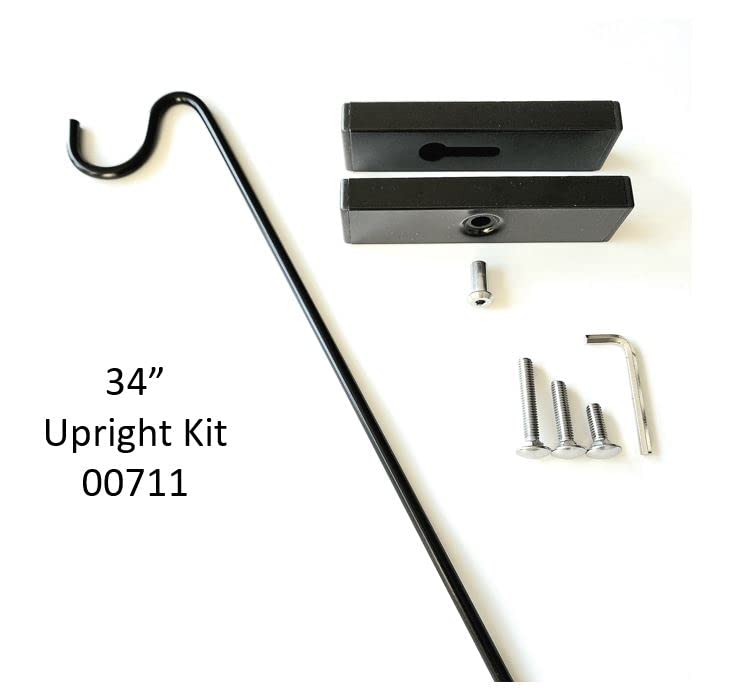 Long Hook Kits Ideal for Bird Feeders, Lighter Flower Baskets, Chimes, etc. for Vertical Spindled Deck Railings Only (34" Upright) Heavy Duty Hanger - size: (1) 34" Upright