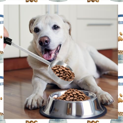 2 Pcs Dog Food Scoop Long Handled Scoops 3/4 Cup Stainless Steel Measuring Cups Portion Control Serving Spoons for Dogs Cats Birds and Rabbits Pet Food Feeding Scoop (3/4 Cup) - size: 3/4 Cup
