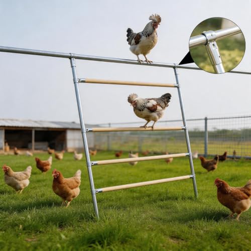 Chicken Perch Roosting Bars for Chickens in Coop, Can Be Mounted on Wall or Chicken Cage, Adjustable Height & Spacing 4-Tier, Large Chicken Roost for Backyard Poultry (Upgraded Version)