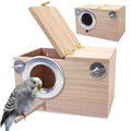 PINVNBY Parakeet Nesting Box Bird House for Cage Wood Mating Box Bird Breeding Box for Lovebirds, Cockatoo, Budgie, Finch, Canary Small and Medium Sized Birds (L:9.8 * 5.3 * 5.3 inch) - size: Wood,L: 9.8*5.3*5.3 inch