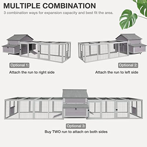 Large Chicken Coop Expandable Chicken House for Outdoor with Two Nesting Box, Leakproof Pull-on Tray and UV-Resistant Roof Panel