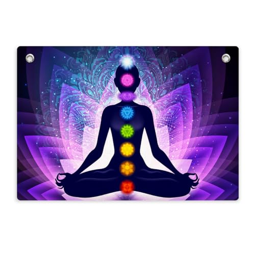 7 Chakra Meditation Tapestry Banner Flag 28.5 x 20 Inch Spiritual Seekers | Colorful Spiritual Lotus Hippie Chakra Tapestry for Yoga Studio, Bedroom Meditation Space Gift for Yoga Enthusiasts - color: Multi 0671