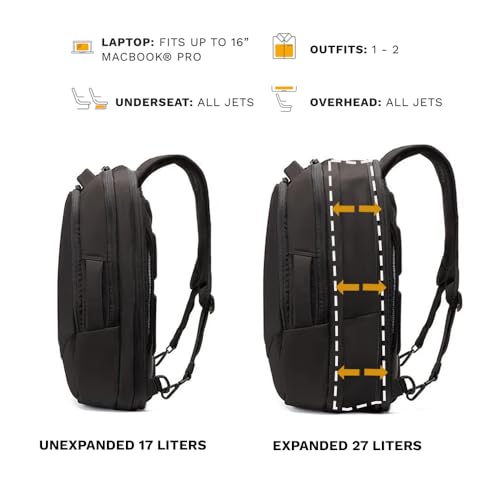 Knack Small Series 2 Laptop Backpack Fits up to 16 Inch Laptops - Knack Bags Carry-On Backpack, TSA Approved, Expandable Travel Backpacks With 2 Day Outfit Capacity, Midnight Black - color: Black, size: Small