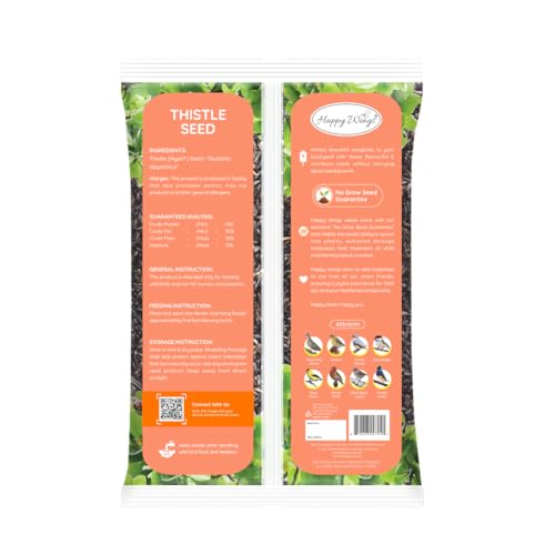 Happy Wings 10LB Thistle Seed Bird Food, 100% Natural, Extra Clean, No Grow