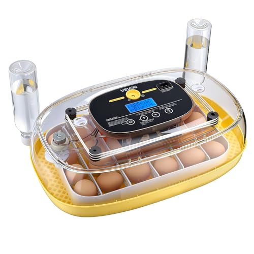 VEVOR 24 Egg Incubator, Automatic Egg Turner with LED Candler, Temperature & Humidity Control, 360° View Clear Window, Auto Water Refill, Poultry Eggs Incubators for Hatching Chicks Ducks Goose Quail - size: 24 Eggs
