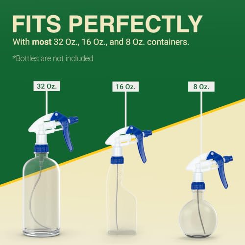 Heluva Green Spray Bottle Nozzle Replacement Tops, Blue/Yellow 24 Pack | Heavy-duty trigger sprayer tops for commercial and home cleaning. Fits 8/16/24/32 oz plastic & glass bottles. - color: Blue & Yellow, size: 24 Pack