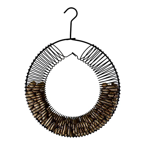 Whole Peanut Black Wreath Feeder for Squirrels and Blue Jays | 13 Inch Wreath; Whole Peanut Feeder; Attracts Jays; Hanging Design