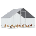 PawHut Large Chicken Coop Metal Chicken Run with Waterproof and Anti-UV Cover, Spire Shaped Walk in Fence Cage Hen House for Outdoor and Yard Farm Use, 1" Tube Diameter, 9.8' x 6.6' x 6.6' | Metal Chicken Run, Spire Shaped Walk In Fence Cage Hen House, Ou