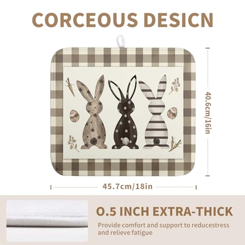 Easter Dish Drying Mat for Counter Bufflao Plaids Bunny Dish Mat Cute Rabbits Eggs Carrot Absorbent Microfiber Dish Draining Mat Reusable Dishes Pad Large 16x18 In - color: Easter Rabbit Bunny, size: 16" x 18"