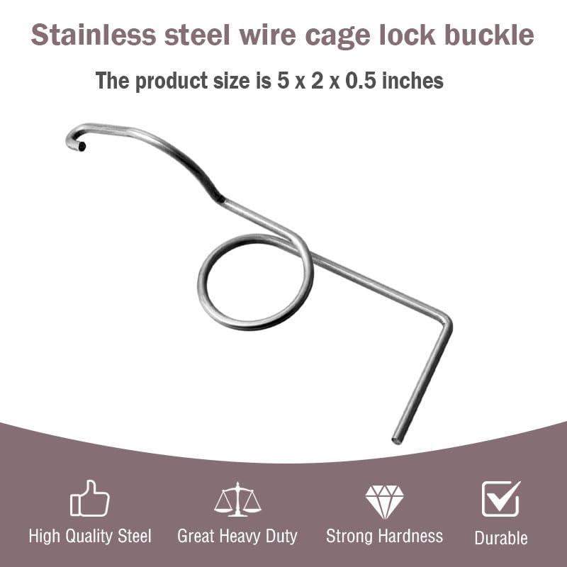 Stainless Steel Wire Door Cage Latches, Right, 25 Pack | for Fixing Pet Wire Crate Latch Lock, Small Animal Cage Door Hook