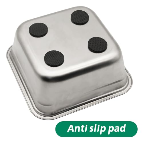 Dog Bowl Stainless Steel Water and Feed Dish with Non-Slip Pads (1.85Gal-2 Sets) - size: 1.85Gal-2 Sets