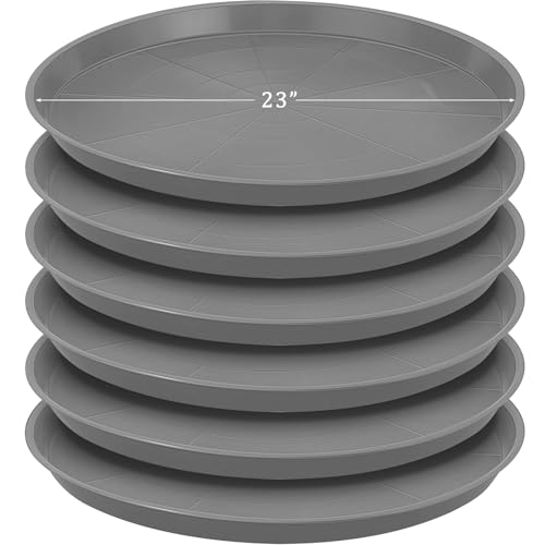 Eccliy 6 Pack Plastic Plant Saucer Heavy Duty Planter Saucers Large Plant Pot Saucers Plastic Water Trays for Indoors and Outdoors Flower Plant Plant Drip (Gray,23 Inch) - color: Gray, size: 23 Inch, style: Round