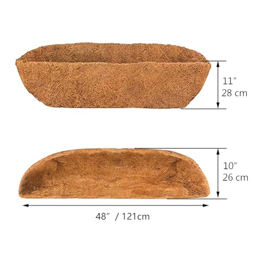 1 Pcs Trough Coco Liner 48 inch Wall Planter Replaceable Coco Liner for Window Box, Fence Flower Baskets - size: 48 in -1pcs