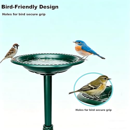 Outdoor Antique Bird Bath Polyresin Lightweight Garden Birdbath for Outside Weather-Resistant Bird Baths(Green) - color: Green
