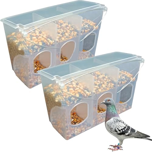 Automatic Pigeon Bird Feeder Water, 2 Pack Plastic Feeder Water Dispenser Drinkers for Cage, No Mess Hanging Parrot Food Feeding, Cage Accessories for Parakeet Quail Bird Chicken (3 Hole-Iron Wire) - size: 3 Hole - Iron Wire / 2 Pack