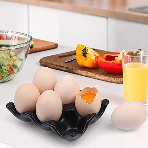 6 Cups Egg Tray Serveware, Eggs Dispenser, Egg Holder Set Kitchen Restaurant Fridge Storage Decorative Accessory (White,2 pack)