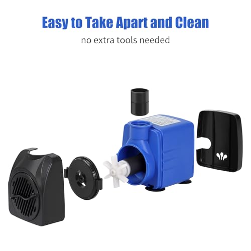 AQUANEAT Small Fountain Pump, 160 GPH Mini Submersible Water Pump with 3.3 ft Tubing, for Aquarium Fish Tank, Pet Water Fountain, Hydroponics, Pond Waterfall Filter Pump - size: 160 GPH