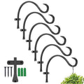 12 Inch Heavy Duty Plant Hanger Wall Hook 6 Pack - Black Iron Hanging Plant Bracket Holds 44 lbs - Rust Resistant Indoor Outdoor Hooks for Bird Feeders Lanterns Wind Chimes Hanging Baskets with Screws - size: 6 Pieces