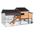 Aivituvin Large Chicken Coop Mobile Hen House with Wheels Strong Iron Frame Poultry Cage with Run Nesting Box, Duck Coop with Waterproof Rain Cover,85"
