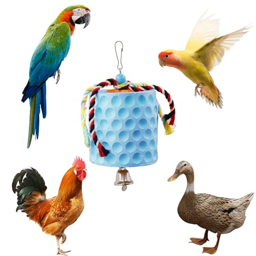 KABASI Bird Beak Grinding Stone, Parrot Chew Toys Calcium Stone with Bells | Chicken Coop Accessories, Cage Toys for Cockatiel Parakeet Budgies Hamster Chinchilla Rabbit African Grey Chick Poultry