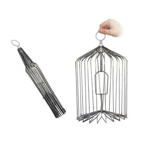 Appearing Bird Cage for Stage Magic, Silver Steel Folding Dove Cage - Professional Magician Prop Gimmick (Medium Size)
