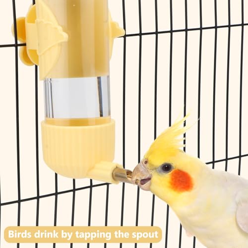 Wontee Bird Water Dispenser Parrot Waterer Automatic Bird Water Feeder for Medium Birds Cockatiel Conure Caique (Yellow (6.8oz)) - color: Yellow (6.8oz)