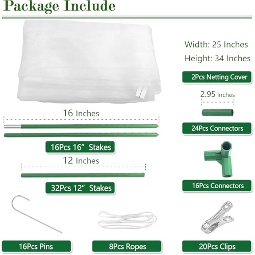 34"x34"x50" Ultra Fine Mesh Garden Netting with Frame, Pest Insect Barrier | Heavy Duty Quick-Open Plant Protection Cover with Clips for Tomato, Blueberry Bushe, Fruit Tree, Bug Bird Animal Pest Barrier - size: 34x34x50"