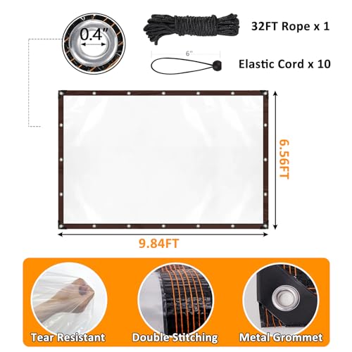 6.6 x 10FT Waterproof Chicken Coop Cover for Winter, Durable Easy Install Chicken Run Tarp with Rope & Cable Tie, Chicken Coop Insulation Windproof Winterizing Cover for Large Chicken Cage Walk-in Run