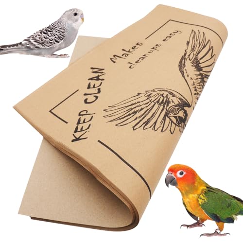 50PCS Disposable Bird Cage Liners 19.6x15.6 Inch Absorbent Precut Paper Pads for Parrots & Small Birds - Cage Bottom Protectors with Quick Cleanup Design