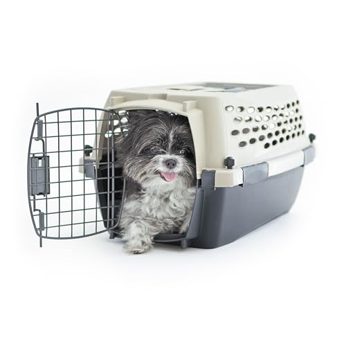 Petmate Vari Dog Kennel Portable Airline-Friendly Carriers & Crates for Small Dogs and Puppies, Durable Plastic, Pet Carrier For Home and Travel, XS Extra Small 19" For Dogs Up To 10 Lbs, Taupe - size: 19.0"L x 12.5"W x 10.8"H