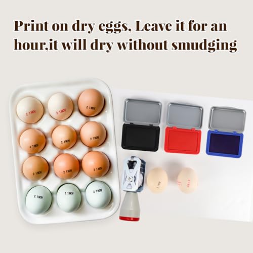 Egg Dater Kit, Egg Date Stamps for Fresh Eggs, 2 Roller Date Stamps and 3 Ink Pad, Date Label Stamper for Egg Mark Farm Office Shipping - size: 2 PACK