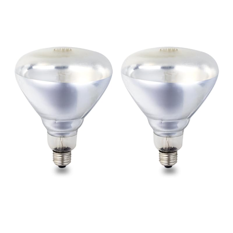 2 Pack 375W Food Heat Lamp Infrared Bulbs for Buffet, Parties, Fast Food, Bathroom,Chicks, Pet,Reptiles and Amphibians,Commercial Food Warmer Light. - color: 375w/Clear