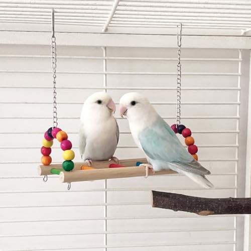 Bird Swing Conure Toys, Parrot Climbing Hammock for Parakeet, Lovebird, Budgie, Cockatiel, Conure, Small Birds - color: ColorfulBirdswing