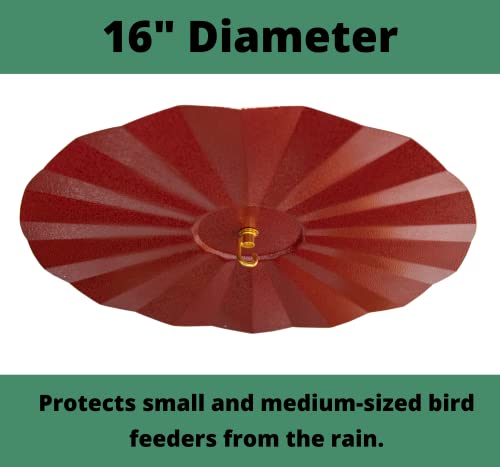 Metal Rain/Weather Guard - Perfect for Outdoor Bird Feeders, Seed Cylinders, Hummingbird Feeders, Cylinder Feeders and More Against Water, Sun, and Overhead Messes Rust Proof, - color: Red, size: 16 Inches