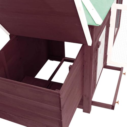 Large Chicken Coop with Nesting Box and Run, Solid Firwood Outdoor Poultry House for Backyard Hens, Rectangular Wooden Hutch with Easy Access Roof, Mocha Brown - color: Brown-A