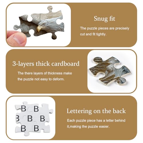 Carved Eagle Jigsaw Puzzle 1000 Pieces, Nature Bird Bald Eagle Puzzle Unique Art, Mountain Puzzle for Adults Animal White Forest - style: Carved Eagle Puzzles
