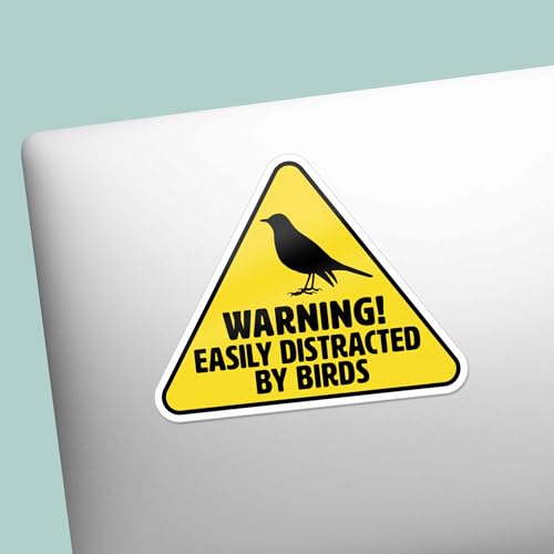Easily Distracted by Birds Sticker for Hydroflask Water Bottle - Funny Birding Quote Laptop Decal - Cute Birdwatching Gift for Bird Nerds