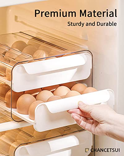 Fridge Organizers and Storage, Egg Organizer Container for Refrigerator | Large Capicity Transparent, Stackable Plastic Egg Holder