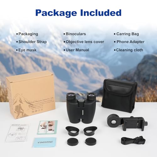 12x30 Compact Binoculars for Adults Kids, HD High Powered Binocular | Small Binoculars for Bird Watching Cruise Travel, with Phone Adapter, BAK4 Prism, Waterproof Lightweight Pocket Binoculars