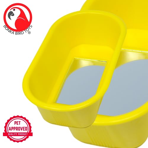 1424 Bird Bath Toy Ladder Cockatiel Parakeet Finch Toys Canary cage Cages (Yellow) - color: Yellow