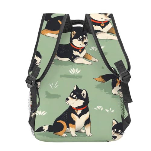 Cute Shiba Inu Backpack,Adorable Dog Polyester Backpacks,Lightweight Double Shoulder Back Pack for Kids Teens, Sage Green Bookbag,School Bag Gifts,Casual Travel Daypack Book Packs - color: Shiba Inu