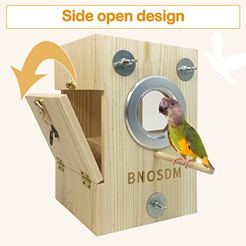 BNOSDM Parakeet Nesting Box Transparent Bird Breeding Nest Boxes Natural Wood Bird Cage (S) - size: Small
