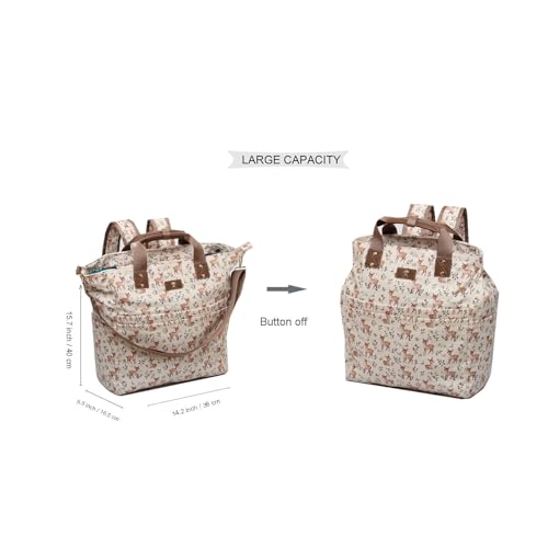 Diaper Tote Bag Totepack Backpack Crossbody Bag 3 in 1 for Women Laptop Backpack Multifunctional with Insulated Pockets - color: Corduroy Fawn