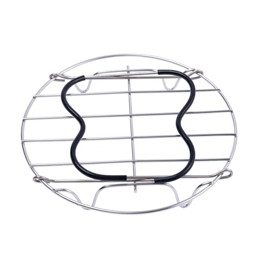 19.5cm Steamer Rack Trivet with Heat Resistant Silicone Handles | 19.5cm/7.68inch Silver Stainless Steel Steamer Rack Trivet for Lifting out Delicious Cooking, for 6, 8 Qt Pressure Cooker - color: Silver